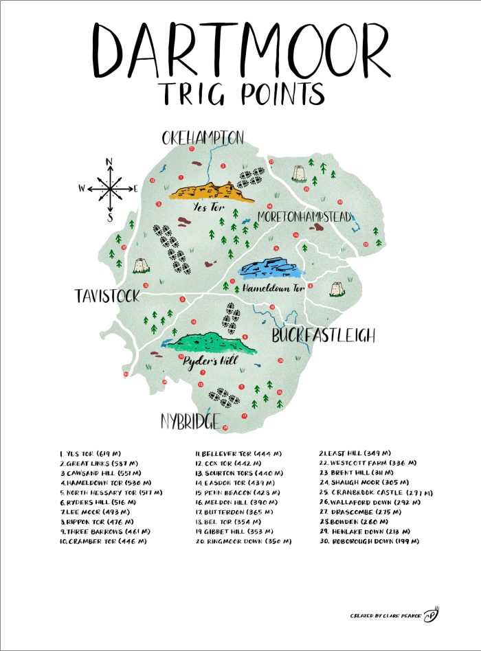 Dartmoor Trig Points Map - VisitDartmoor